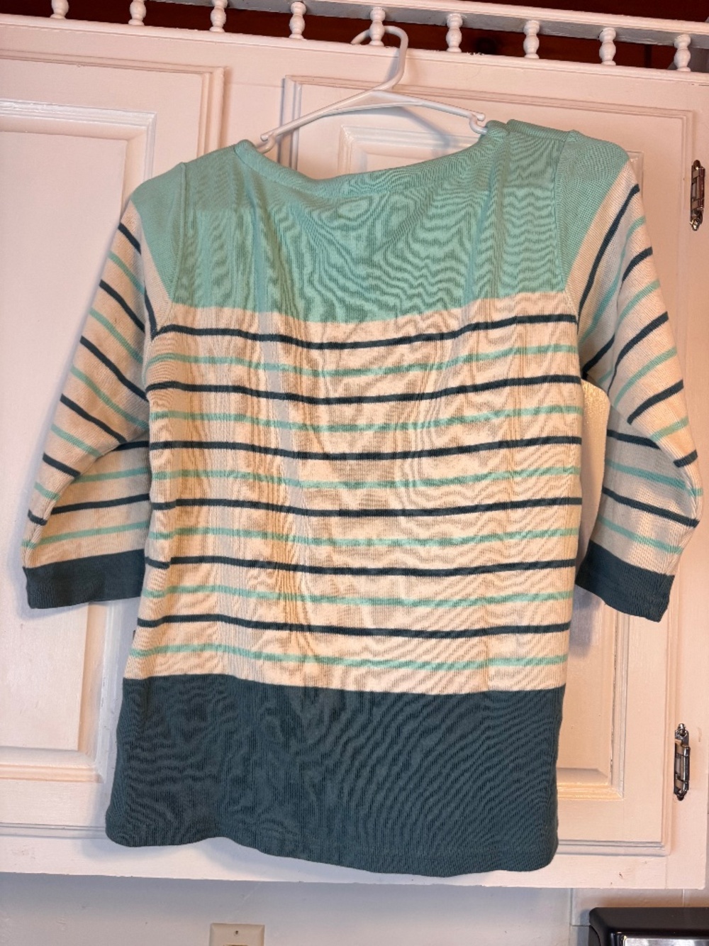 LL BEAN coastal sweatshirt top Size small  knit long sleeve top. Mint upper yoke